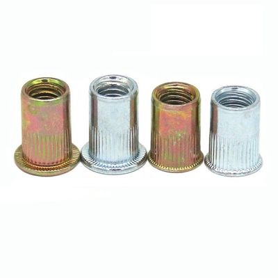 1-3.5 Piso de zinc acabado de acero al carbono Nuts de remaches de acero inoxidable para fijación duradera