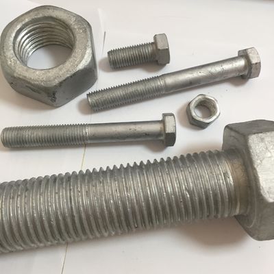 DIN Standard Hebei Fijación HDG Hot Dip Hex Galvanizado Cerrojo y tuerca con zinc amarillo