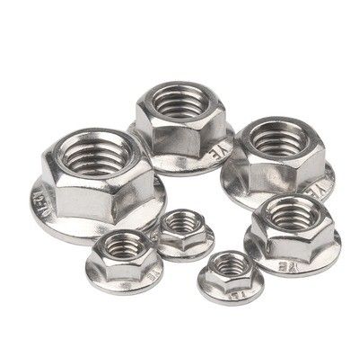 304 M8 Cerradura hexagonal Din6923 Autocerradura Hexagonal Freno de nuez con tratamiento de superficie plana