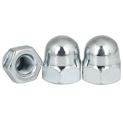 Suministro directo DIN1587 Nueces de tapa de bóveda hexagonal en níquel galvanizado blanco azul zincado