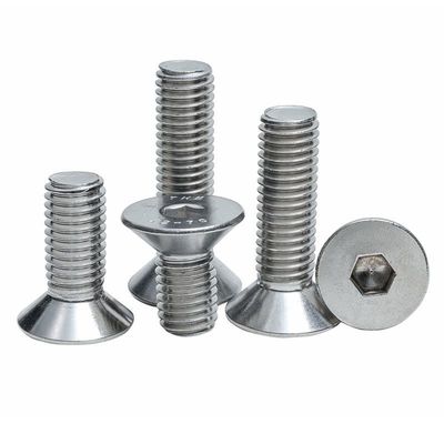 Acero inoxidable DIN ANSI A2 70 A4 80 CSK con cabeza plana, conector hexadecimal, tornillo de perno
